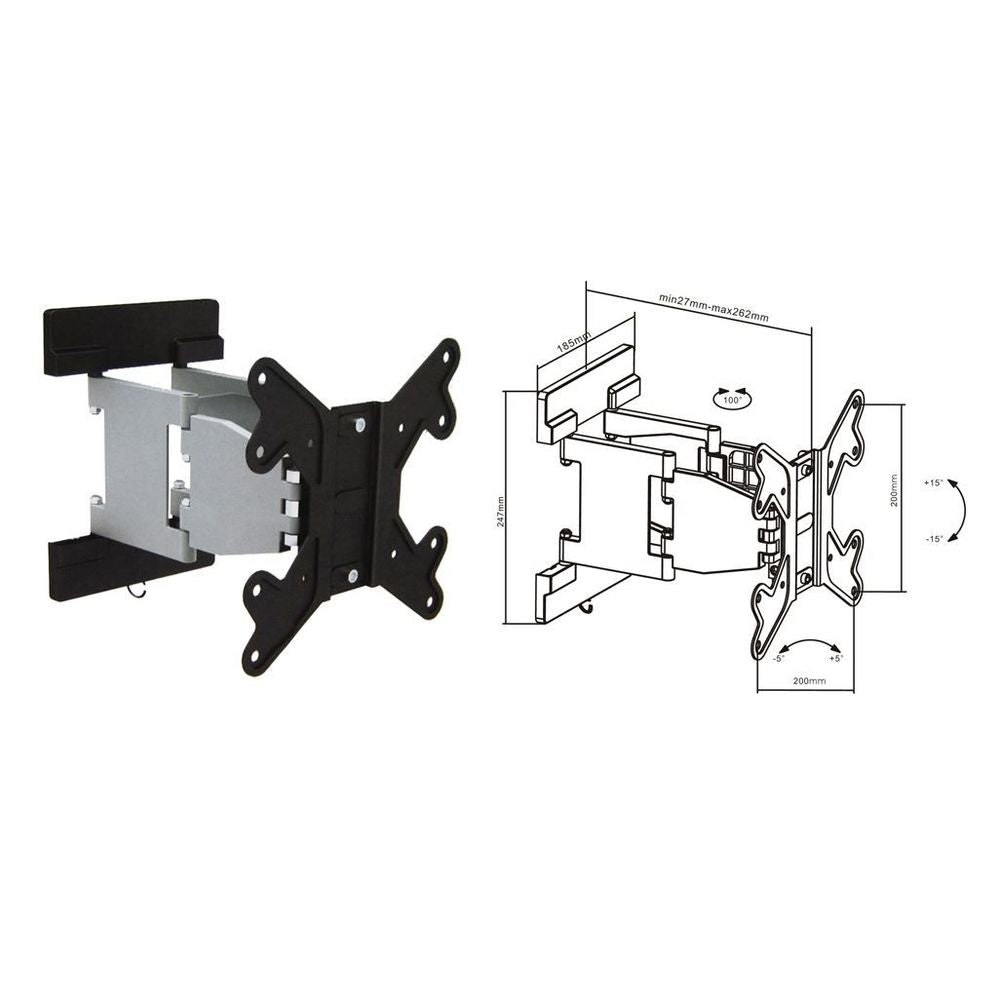 BRATECK 23''-42'' Articulating monitor wall mount bracket. Max load: 30kg. Supports VESA 100x100, 200x100, 200x200