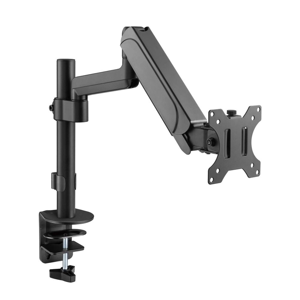 BRATECK 17"-32" Pole-Mounted Gas Spring Single Monitor Desk Mount Bracket with Detachable VESA Plate