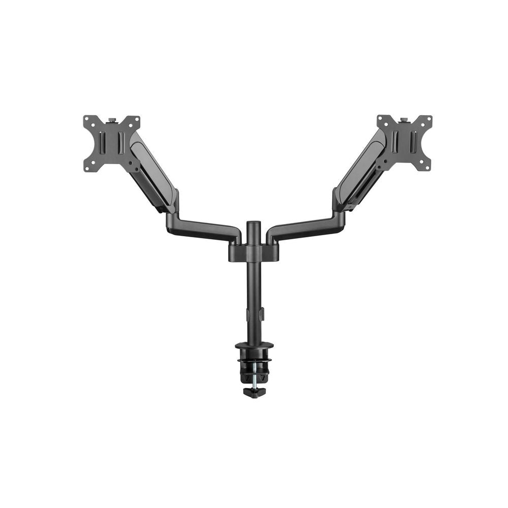 BRATECK 17"-32" Pole-Mounted Gas Spring Dual Monitor Desk Mount Bracket with Detachable VESA Plate