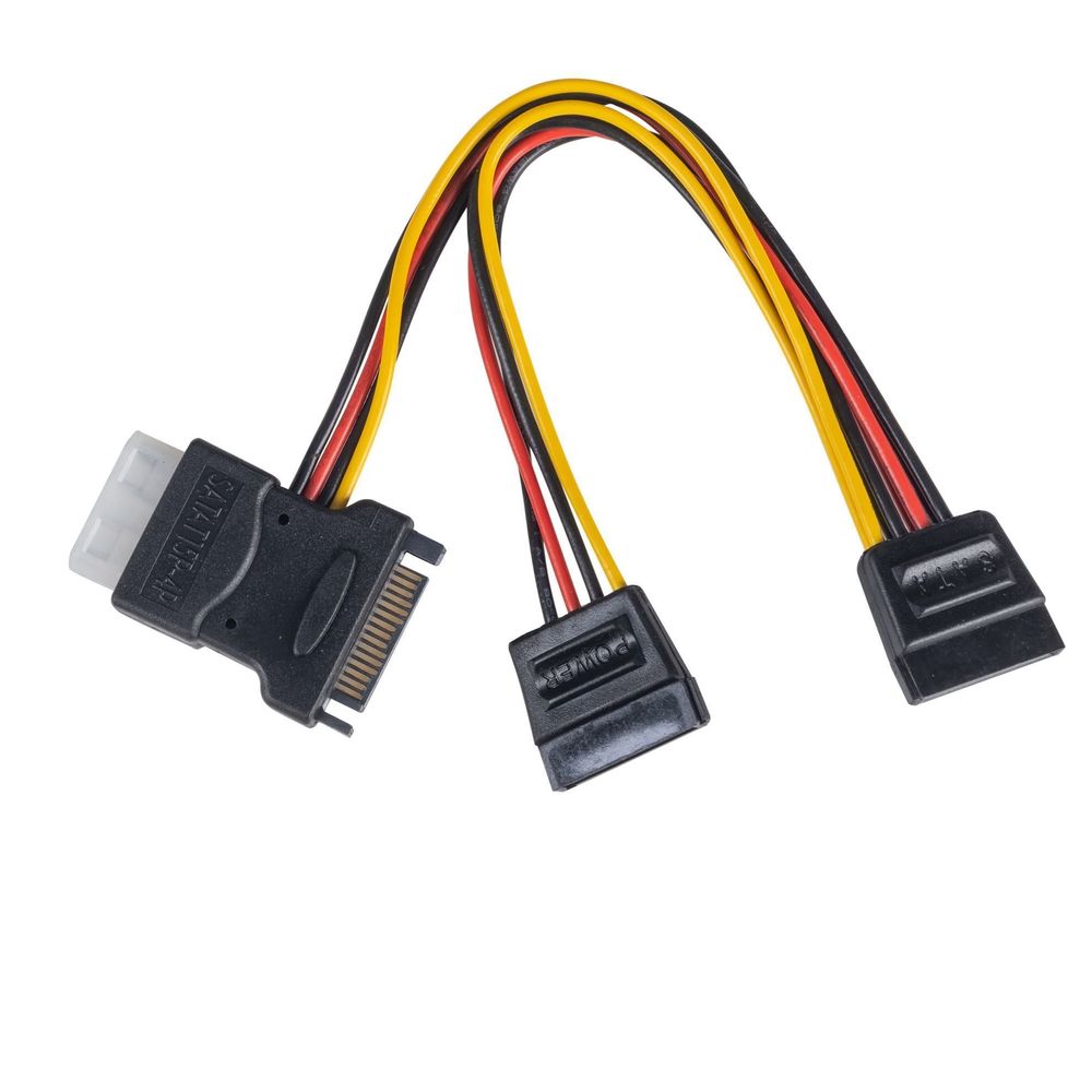 DYNAMIX Dual Port Serial ATA Power Splitter Cable, Splits 1x