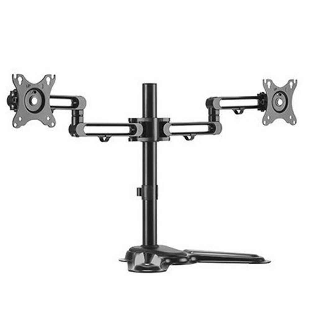 BRATECK 17''-32'' Dual Screen Articulating Monitor Stand. Free-Tilting Design, Sturdy Steel Base, 360 Rotary VESA Plate
