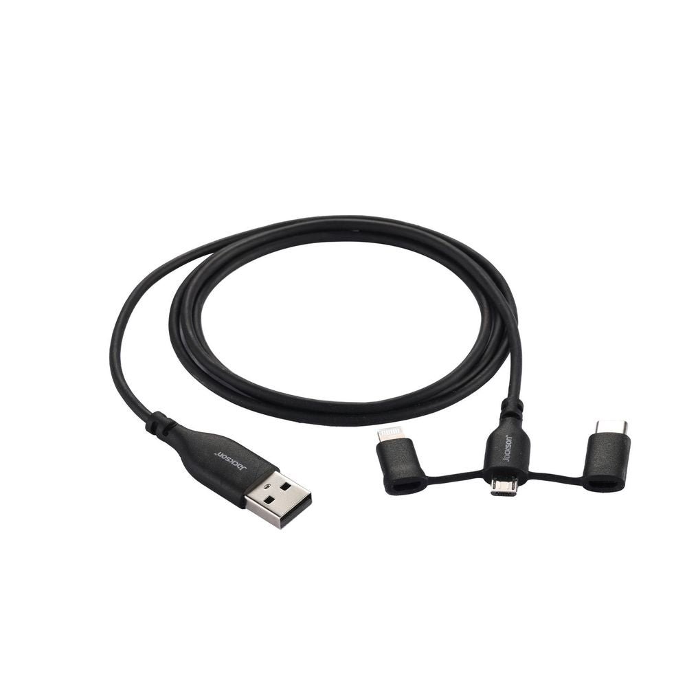 JACKSON 1m MFi Certified 3-in-1 Sync & Charge Cable.