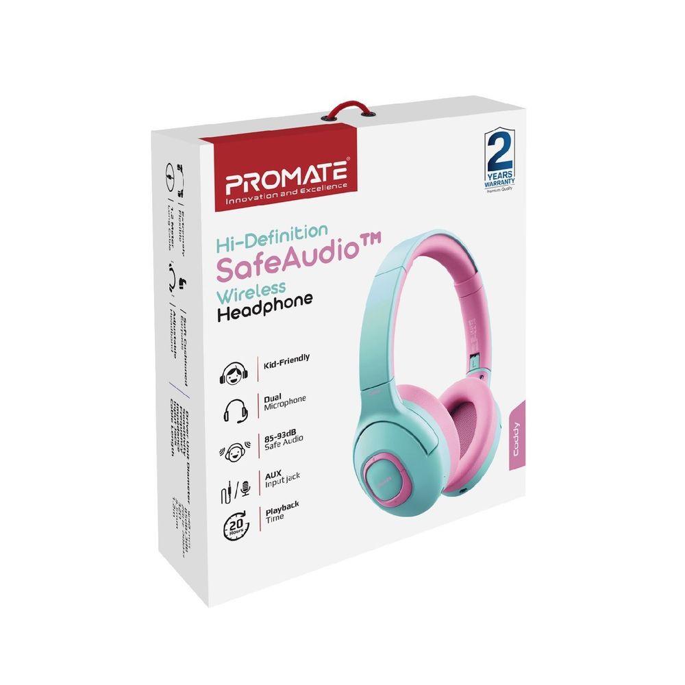 PROMATE CODDY Child-Safe Wireless Bluetooth Over-Ear Headphones. 3 Colours Options