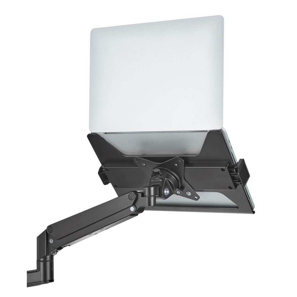 BRATECK Laptop Holder for Monitor Arms. Adjustable Width to fit most Laptops. Anti-Slip Safety Edge Stopper