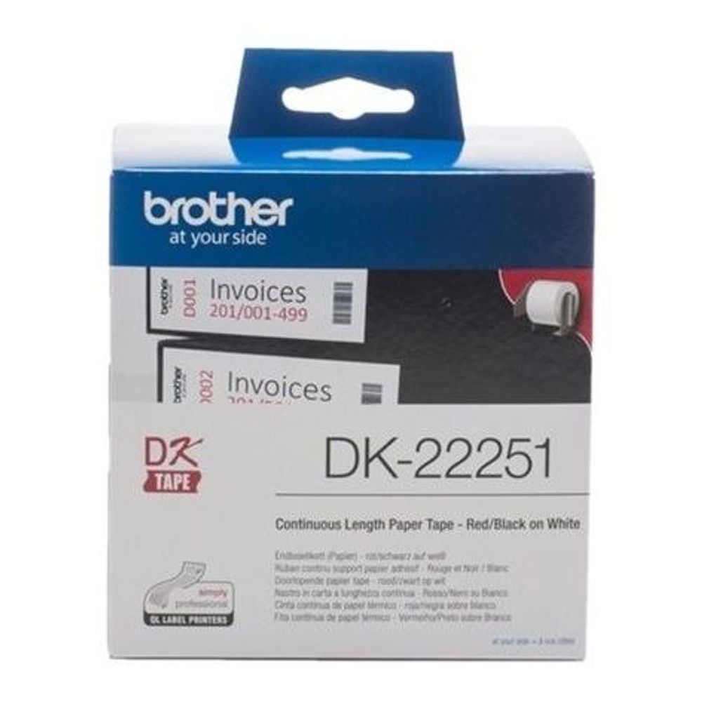 Brother DK22251 Continuous Length Paper Label Tape Red and Black