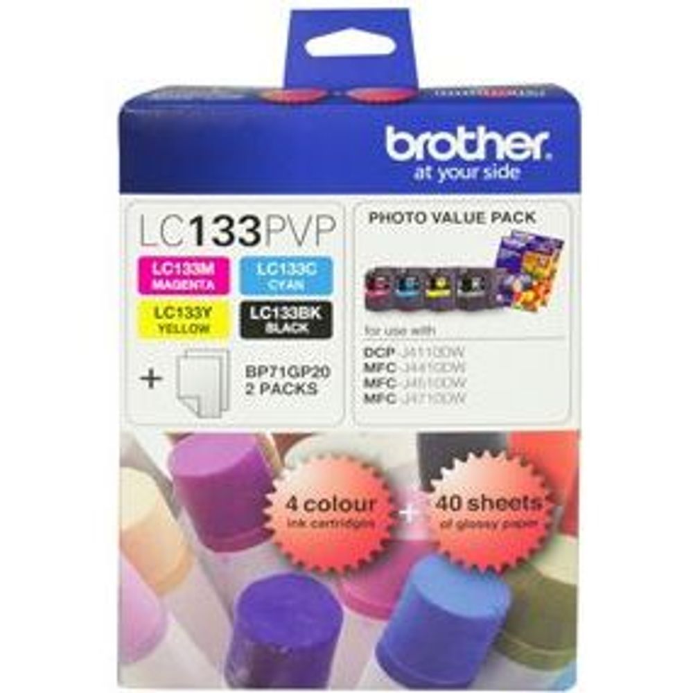 Brother LC133PVP Combo Pack with 40 Sheets of 6x4 Photo Paper