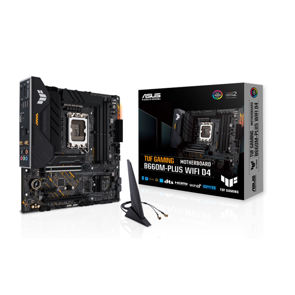 ASUS TUF Gaming B660m-Plus WiFi D4 MATX LGA1700 4xDimm DDR4 DP HDMI PCI-E 5.0 3xPCI-E 4.0 2xm.2 4xsata WiFi6 USB3.2 Type-C/A USB2.0 5xAJ