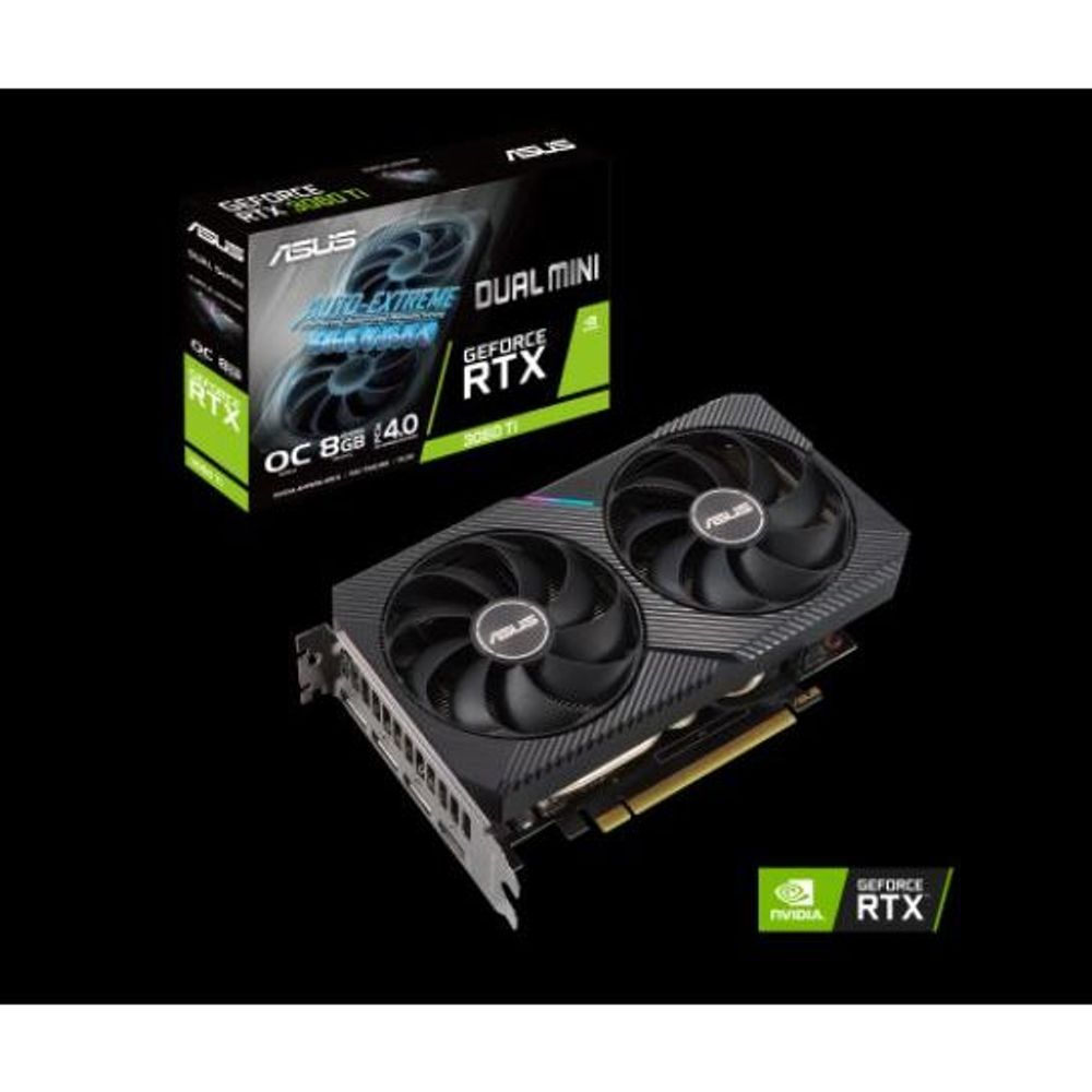 ASUS Dual-RTX3060ti-O8G-Mini-V2 LHR 8GB GDDR6 PCI-E4.0 2xfan 3xDP 2xHDMI 2.7 Slot