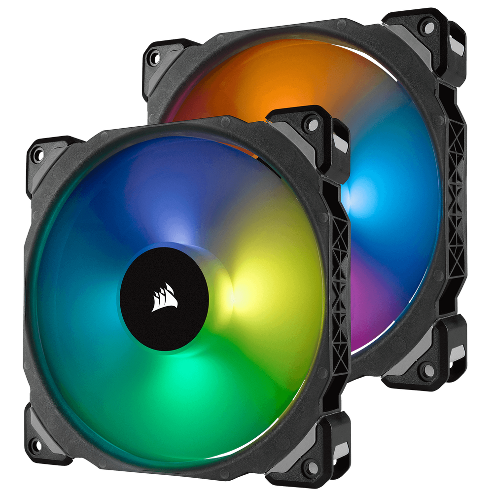 Corsair Ml140 Pro RGB 140mm Premium Magnetic Levitation RGB LED PWM Fan Twin Fan Pack with Lighting Node Pro Contoller