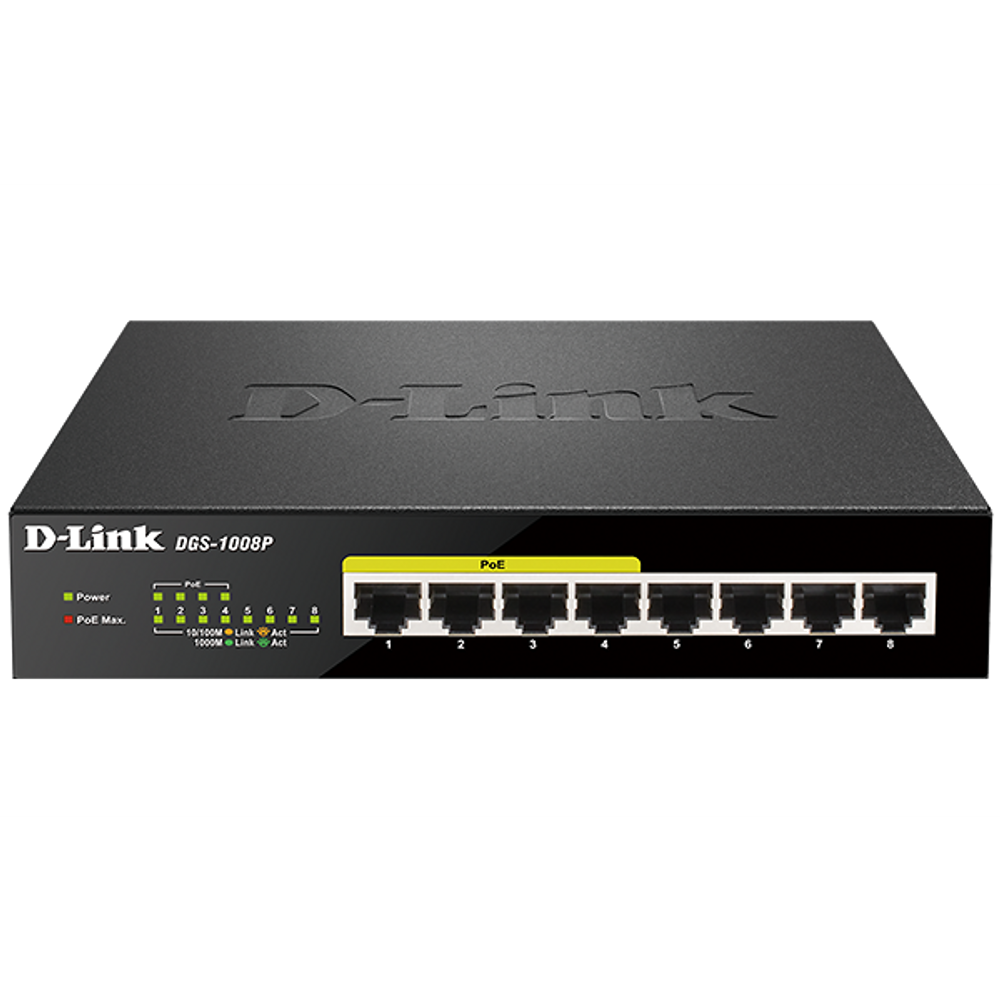 D-Link DGS-1008P 8-Port Gigabit PoE+ Unmanaged Switch (Metal Housing)