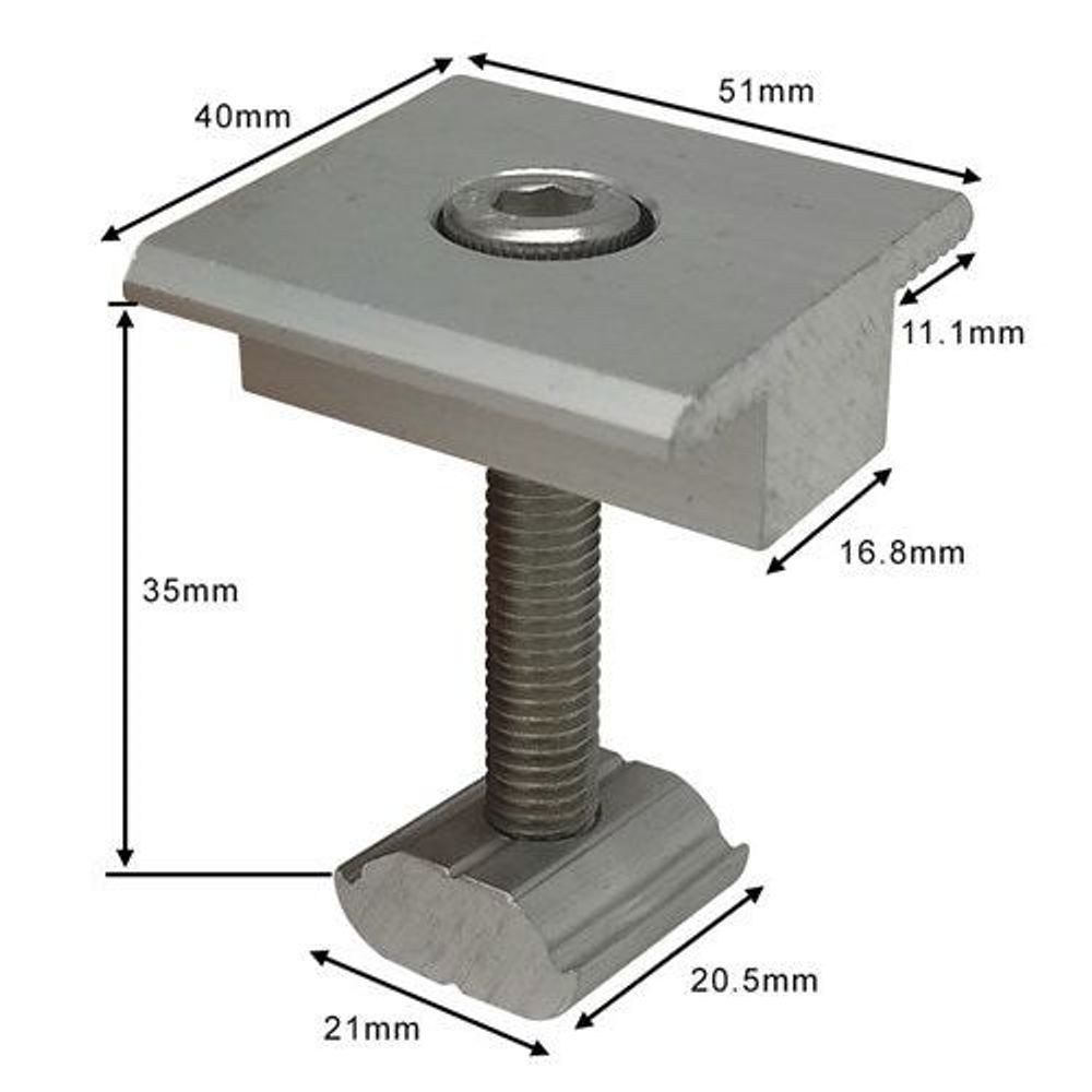 HS8805 - Solar Panel Rail Mid Clamp 35mm