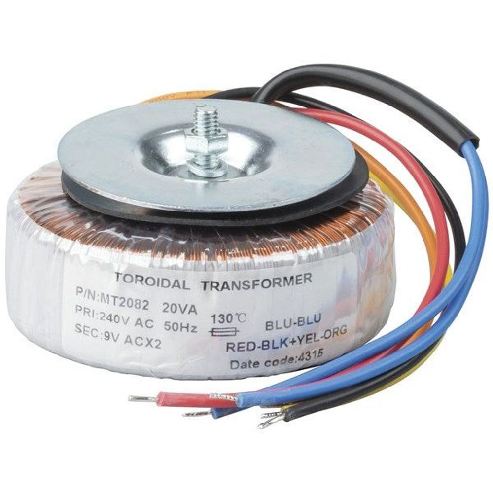 MT2082 - 9V-0-9V 20VA Toroidal Transformer - Low Profile