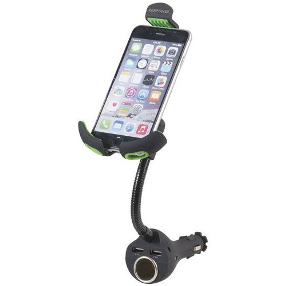 HS9017 - Cigarette Lighter Phone Holder with USB Charging Outlets