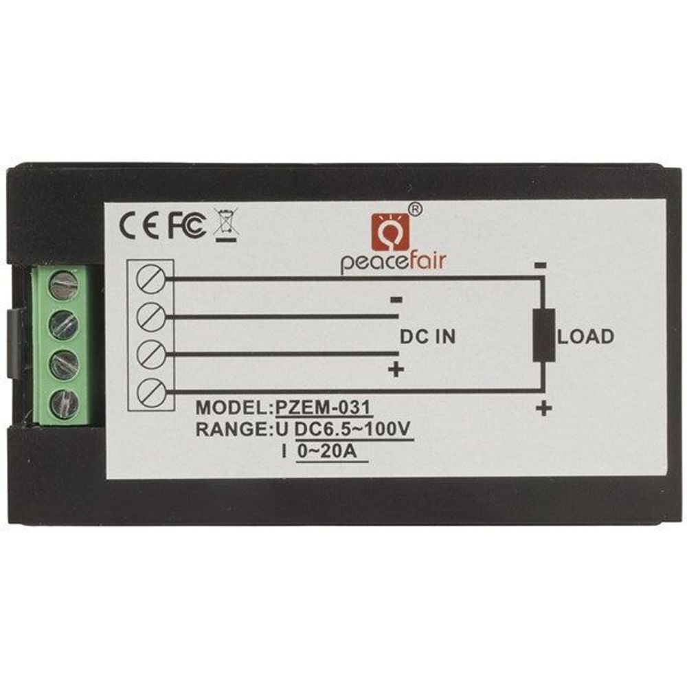 QP2320 - 20A 6.5-100V DC Power Meter with Built-In Shunt