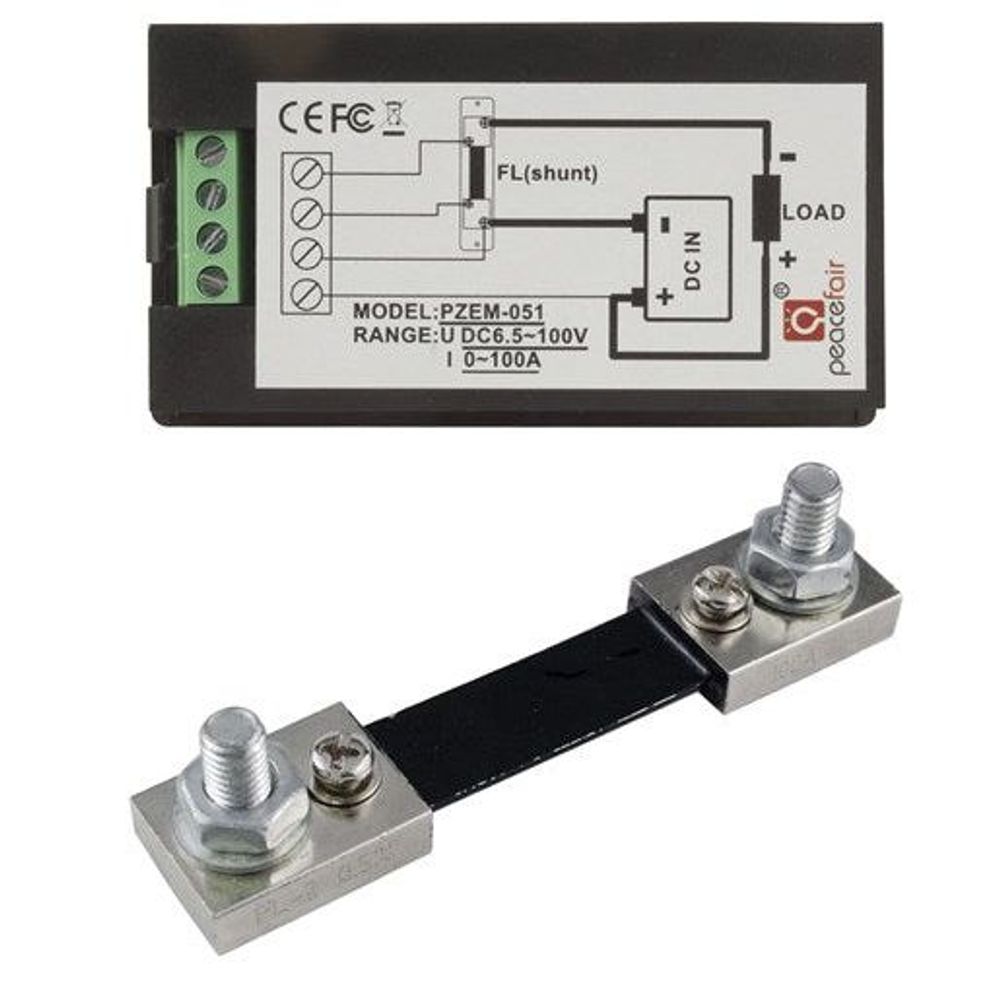 QP2321 - 100A 6.5-100V DC Power Meter with External Shunt