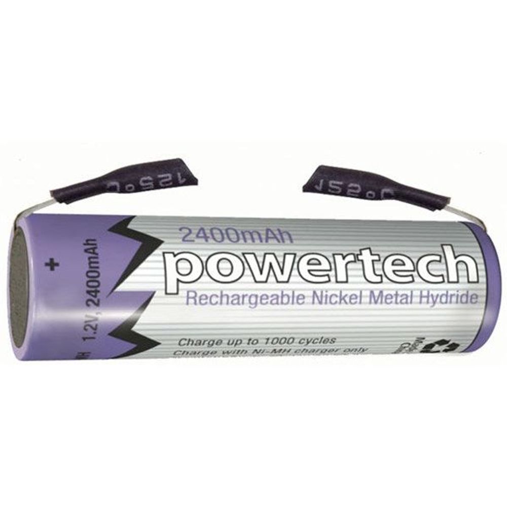 SB1728 - 1.2V AA 2400mAH Rechargeable Ni-MH Powertech Battery - Solder Tag