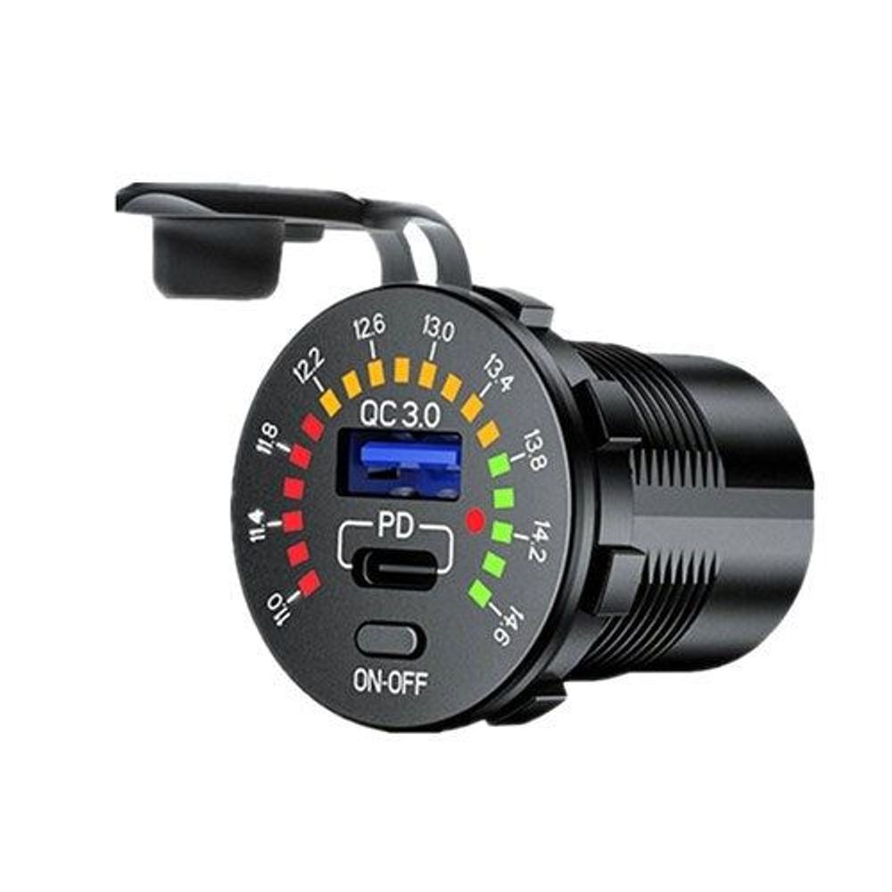 MP3621 - Fast Car Charger Converter 12V/24 DC to USBC 3.0 and 36W PD and On/Off Push Button