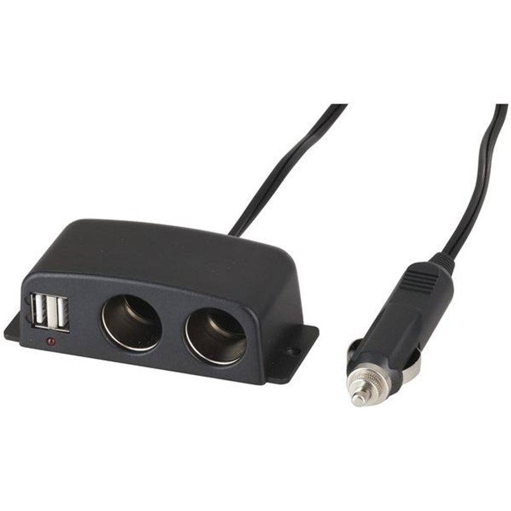 PP2136 - Cigarette Lighter 2 way Splitter with 2 USB Ports