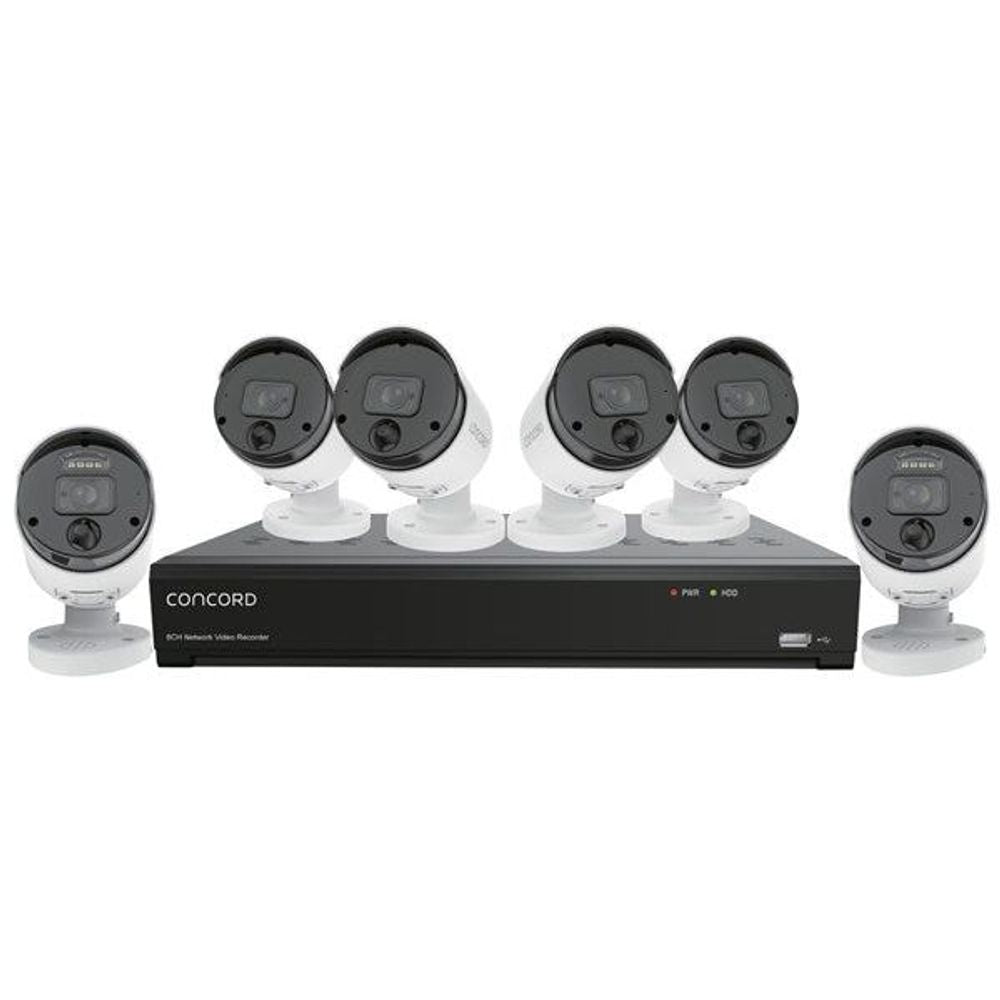 CNK8868PFA-V2 - Concord 8 Channel 4K NVR Kit with 4 x 4K PIR and 2 x 4K Floodlight IP Cameras