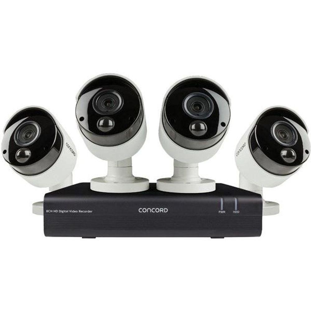 CDK8242P-V3 - Concord 8 Channel AHD DVR Package - 4x1080p PIR Cameras V3