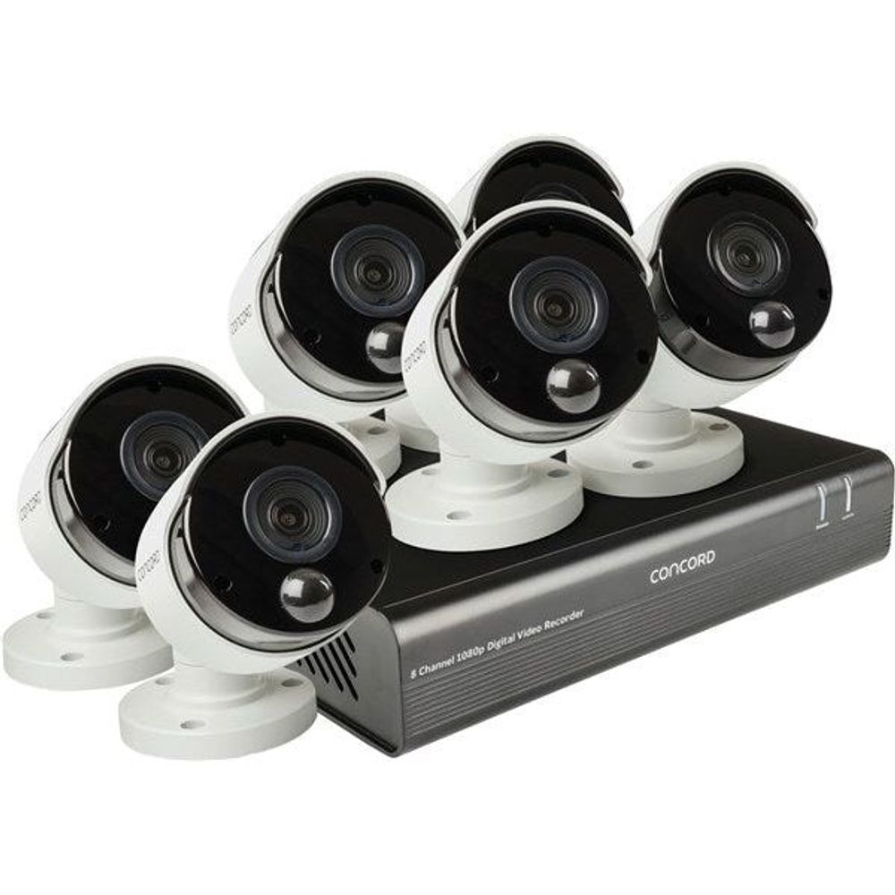 CDK8262P-V3 - Concord 8 Channel 1080p AHD DVR Package - 6x1080p PIR Bullet Cameras v3