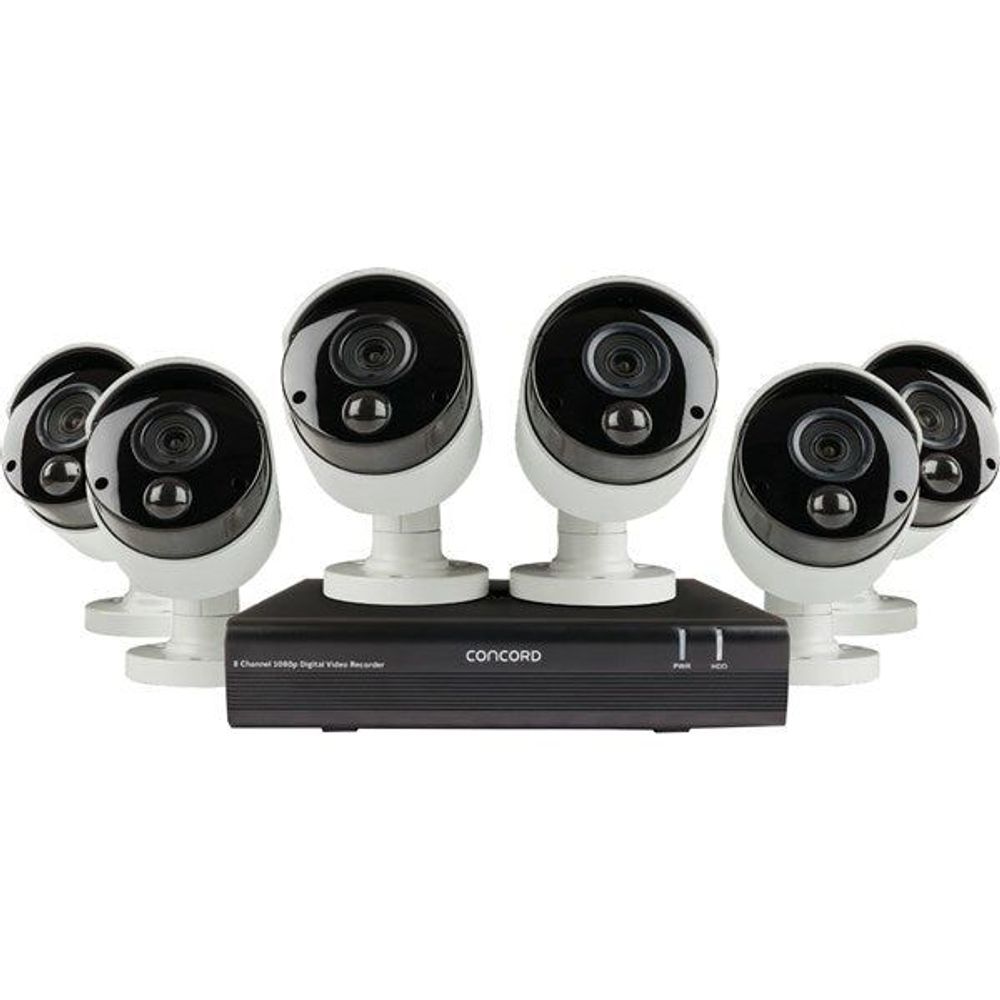 CDK8262P-V3 - Concord 8 Channel 1080p AHD DVR Package - 6x1080p PIR Bullet Cameras v3