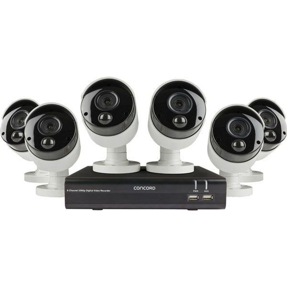 CDK8262P-V2 - Concord 8 Channel 1080p AHD DVR Package - 6x1080p PIR Bullet Cameras v2