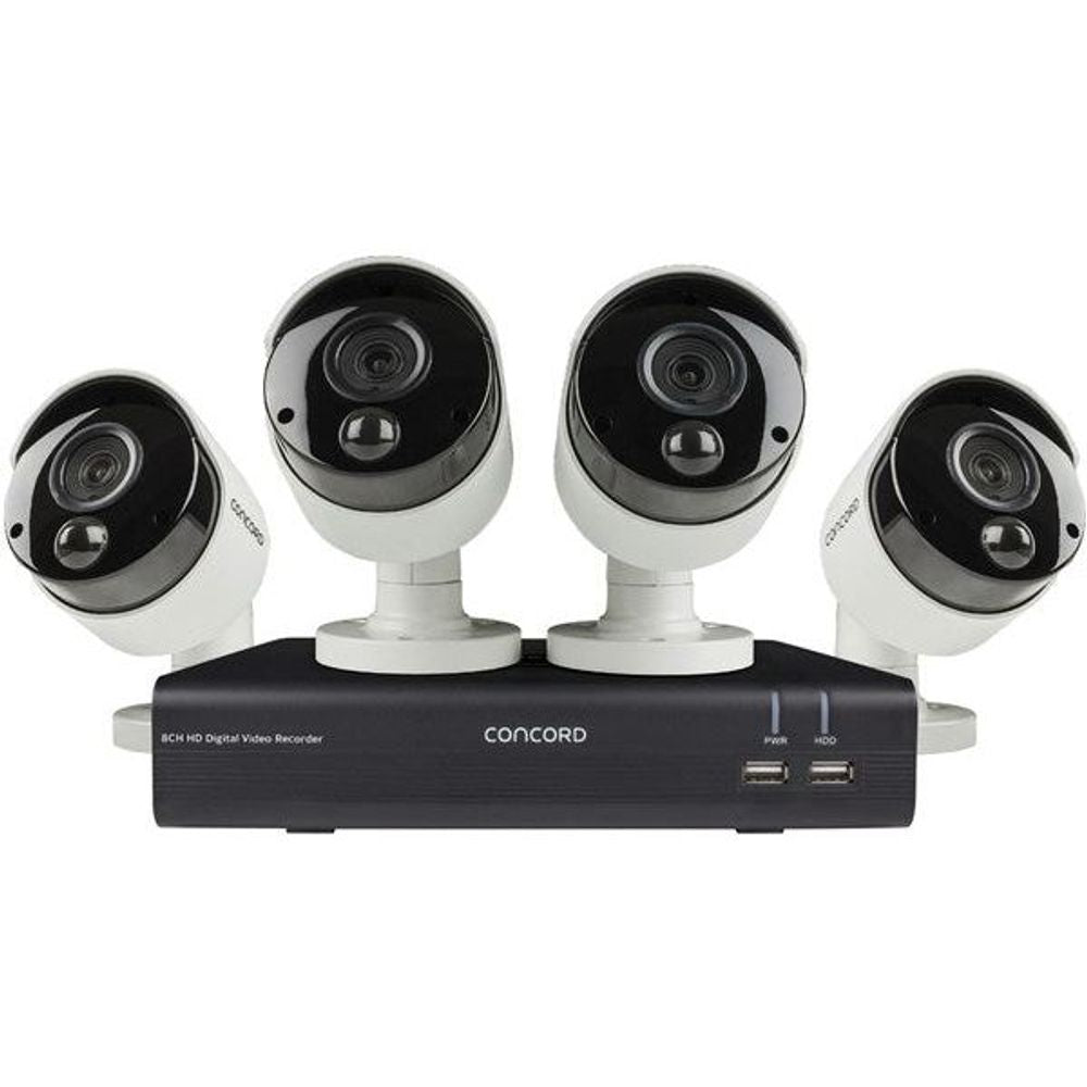 CDK8242P-V2 - Concord 8 Channel AHD DVR Package - 4x1080p PIR Cameras v2