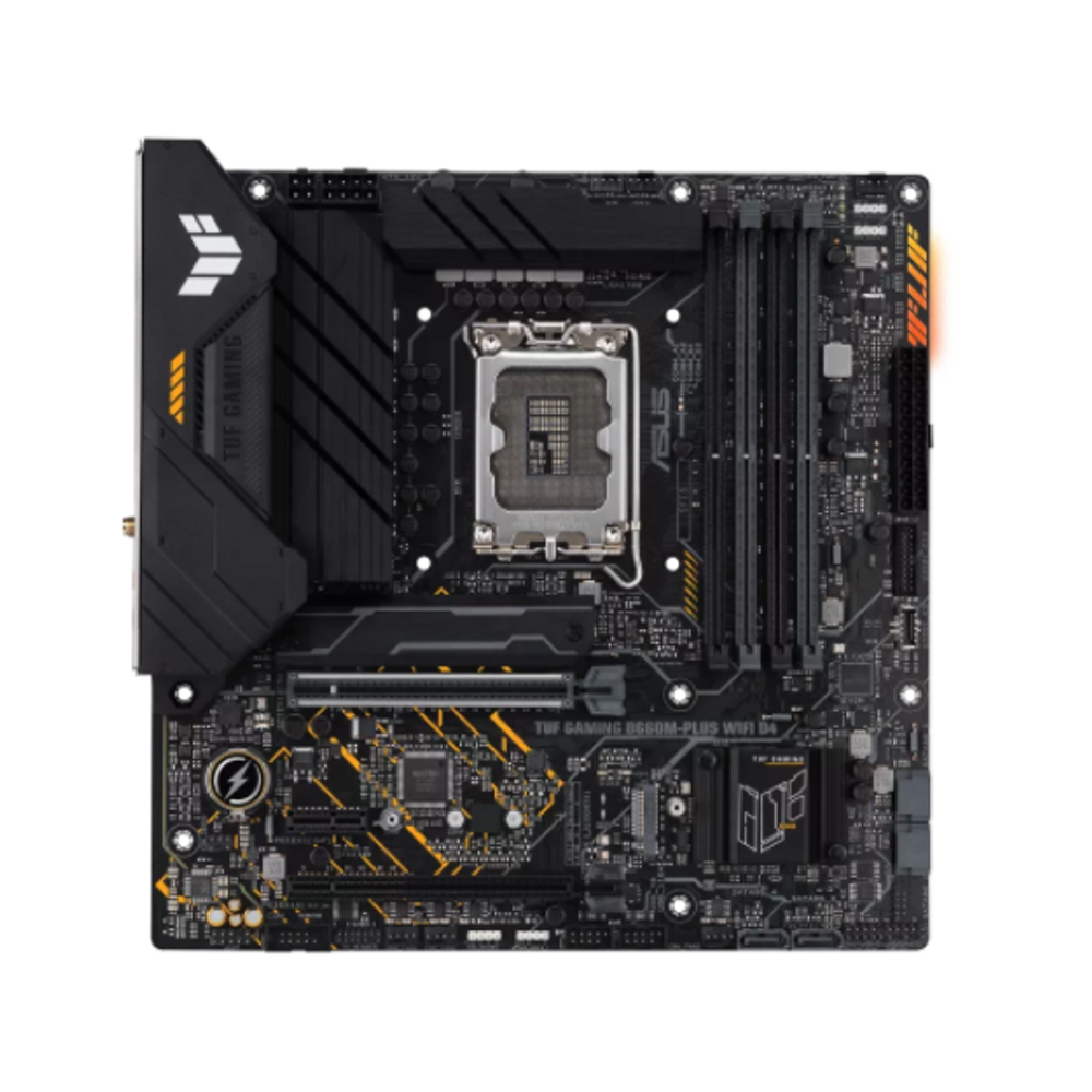 ASUS TUF Gaming B660m-Plus WiFi D4 MATX LGA1700 4xDimm DDR4 DP HDMI PCI-E 5.0 3xPCI-E 4.0 2xm.2 4xsata WiFi6 USB3.2 Type-C/A USB2.0 5xAJ