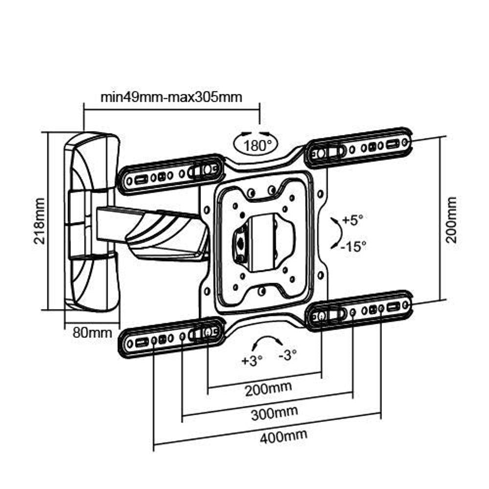 BRATECK 23''-55'' Full motion TV wall mount bracket. Extend, tilt and swivel. VESA Support up to: 400x400