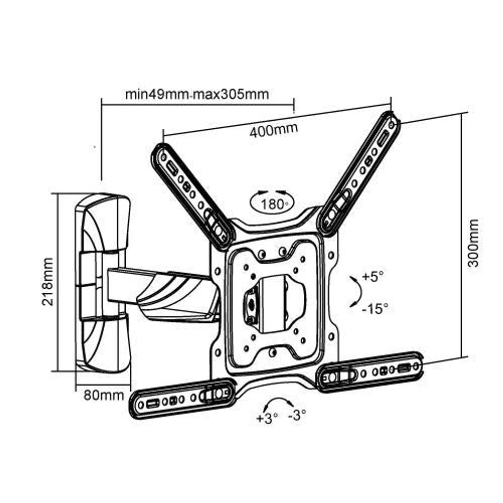 BRATECK 23''-55'' Full motion TV wall mount bracket. Extend, tilt and swivel. VESA Support up to: 400x400