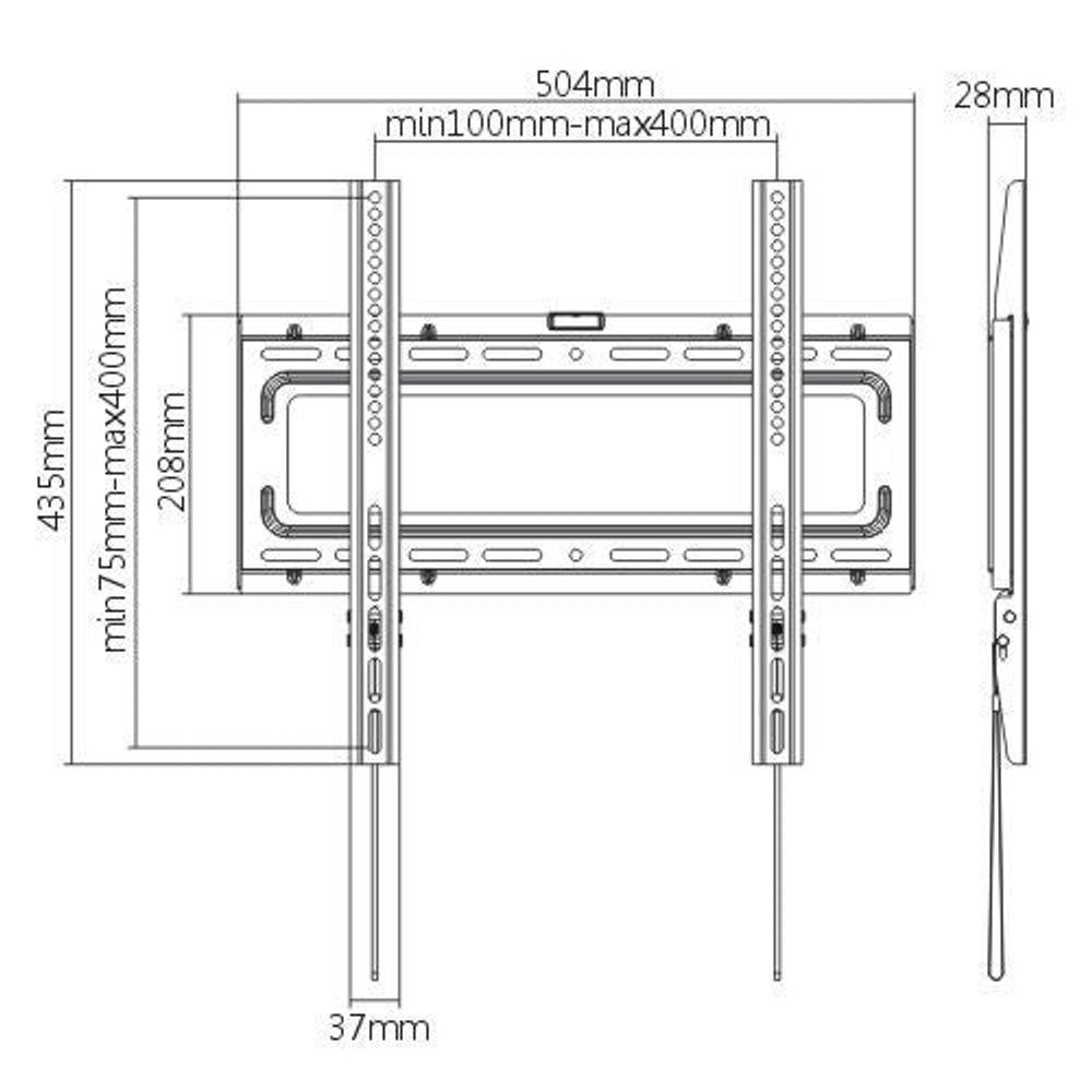 BRATECK 32"-55" Fixed TV Wall Mount Max load: 50Kgs. VESA Support: 200x200,300x300,400x200,400x400