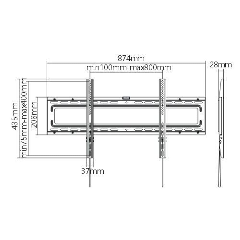 BRATECK 37"-80" Fixed Wall Mount TV Bracket. Max load: 50Kgs. VESA support up to 800x400