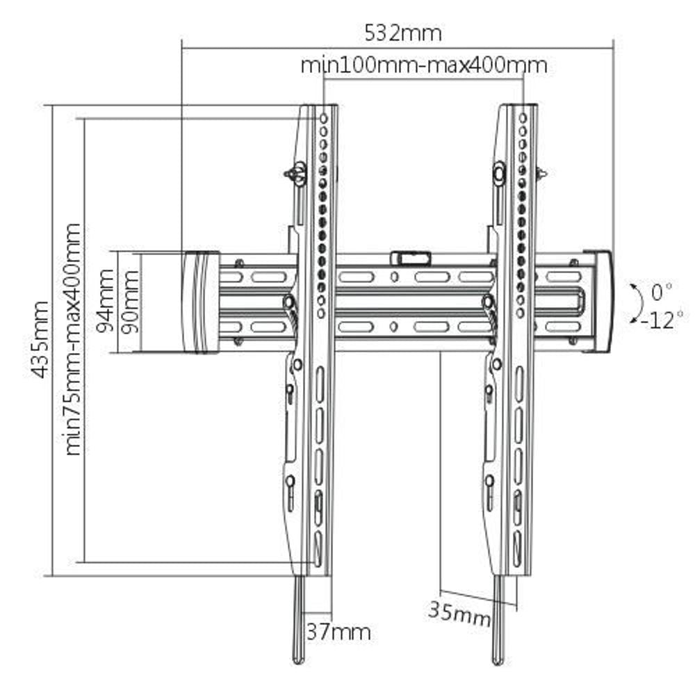 BRATECK 32''-55'' Tilt wall mount bracket. Max load: 50kg. VESA Support: 200x200,300x300,400x200, 400x400