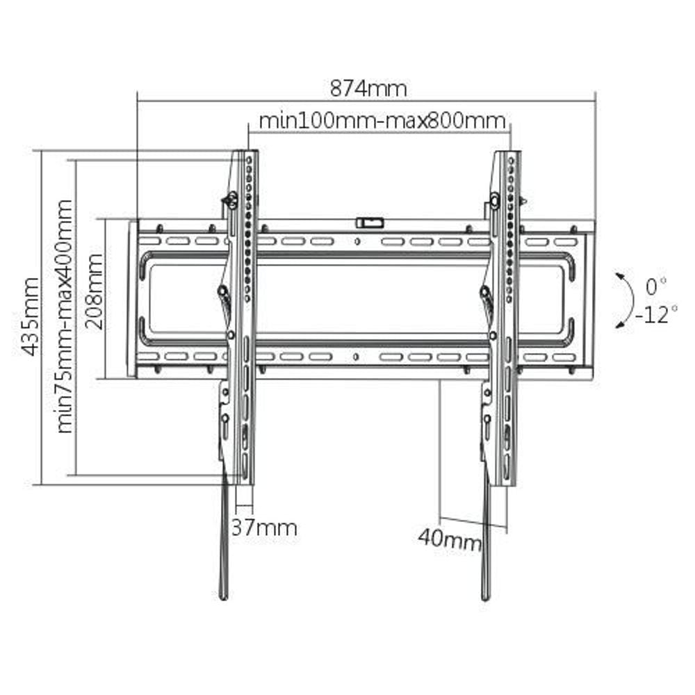 BRATECK 37-80'' Tilt TV wall mount bracket. Max Load: 50Kgs. VESA support up to: 800x400