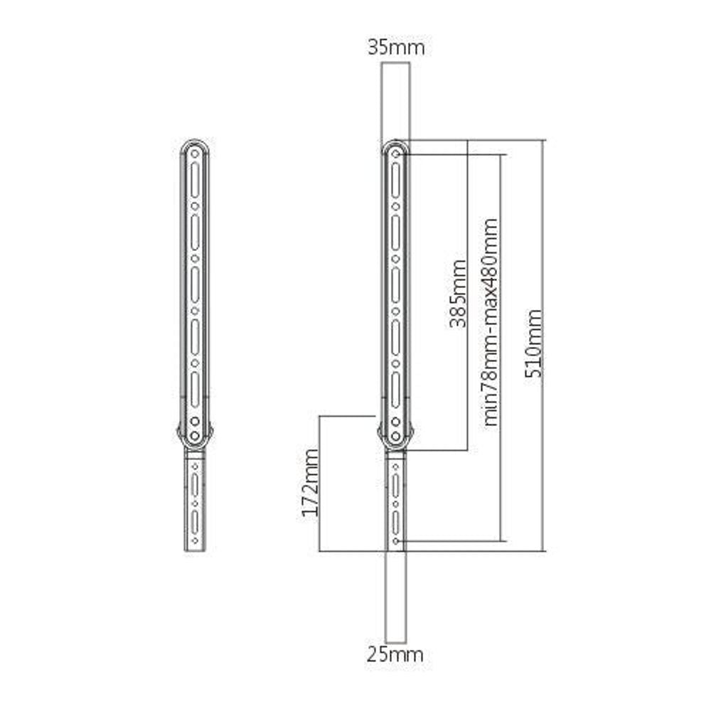 BRATECK Universal Sound Bar Wall Bracket. Attaches to VESA holes of TV for mounting below TV. Fits most 23''~65'' TVs.