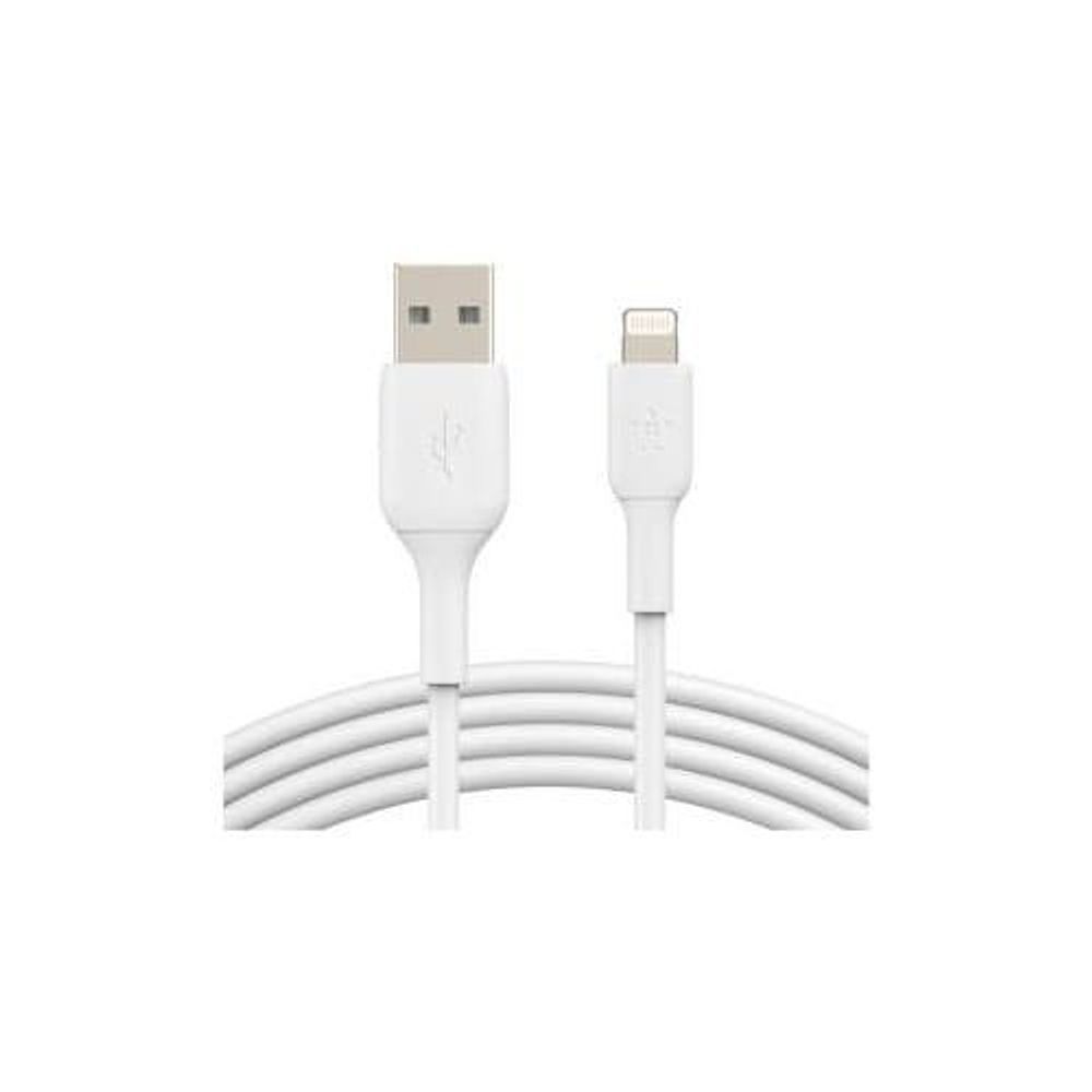 CAA001BT1MWH - Belkin Lightning/USB Data Transfer Cable - 1 m Lightning/USB Data Transfer Cable for Notebook, Power Bank, iPhone, iPad, iPad Pro - First End: 1 x Lightning - Male - Second End: 1 x USB 2.0 Type A - Male - MFI - White - 1