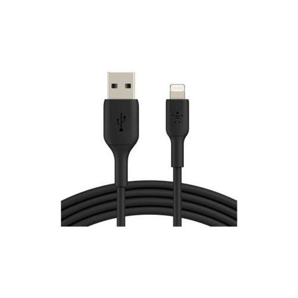 CAA001BT2MBK - Belkin Lightning/USB Data Transfer Cable - 2 m Lightning/USB Data Transfer Cable - First End: Lightning - Male - Second End: USB Type A - Male - MFI - Black - 1