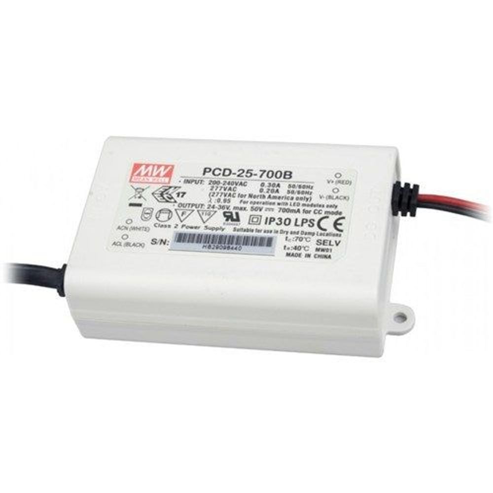 PCD-25-700BSO - 25W LED PSU 180-295VAC 24-36VDC/0.7A DIM