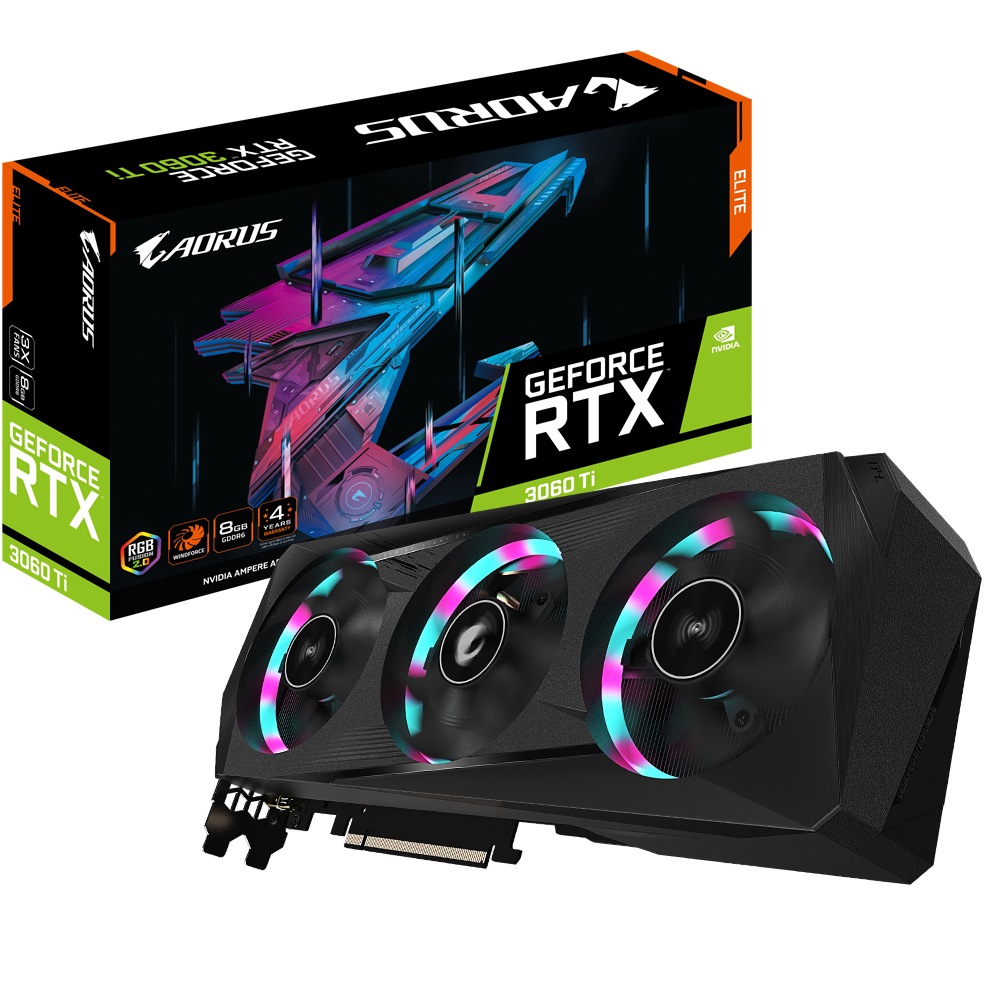 Gigabyte Aorus Geforce RTX 3060 T I Elite 8g Rev 2.0 LHR Graphics Card