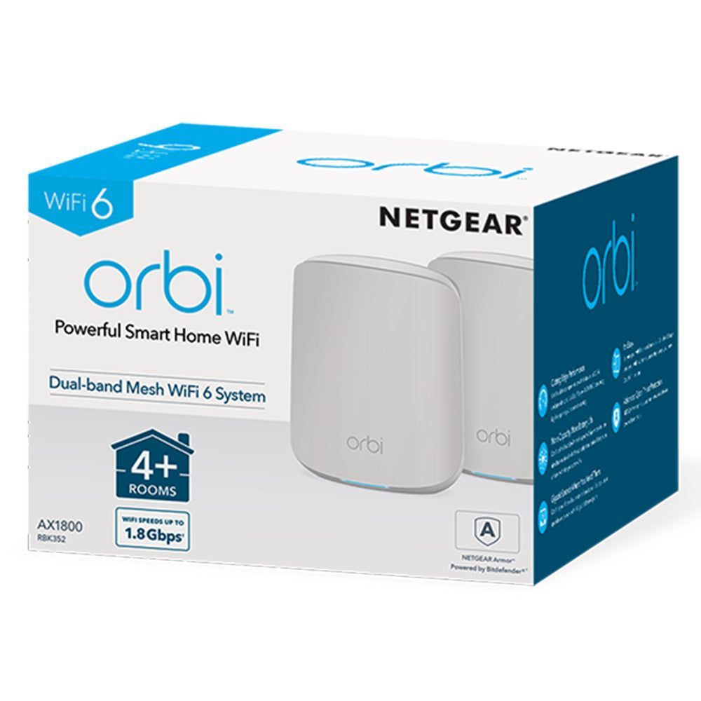 NETGEAR RBK352-100AUS - Orbi AX1800 Dual-band Mesh WiFi 6 System 2pk