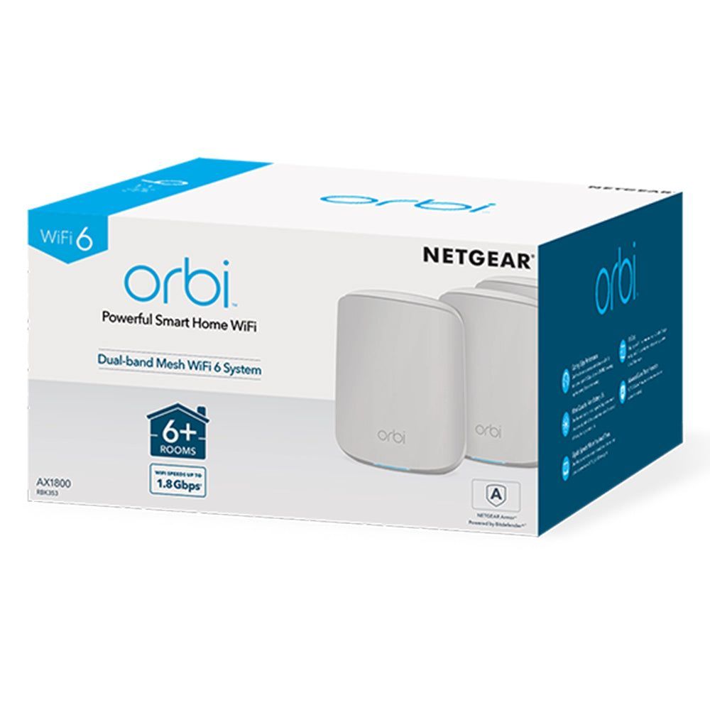 NETGEAR RBK353-100AUS - Orbi AX1800 Dual-band Mesh WiFi 6 System 3pk