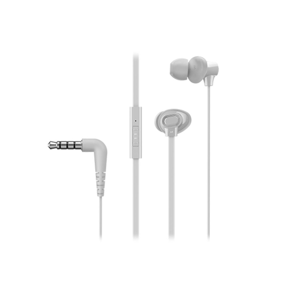 Panasonic RP-TCM130E In-ear Remote/Mic earphone In-line control, 3 sizes of ear pieces included-c White
