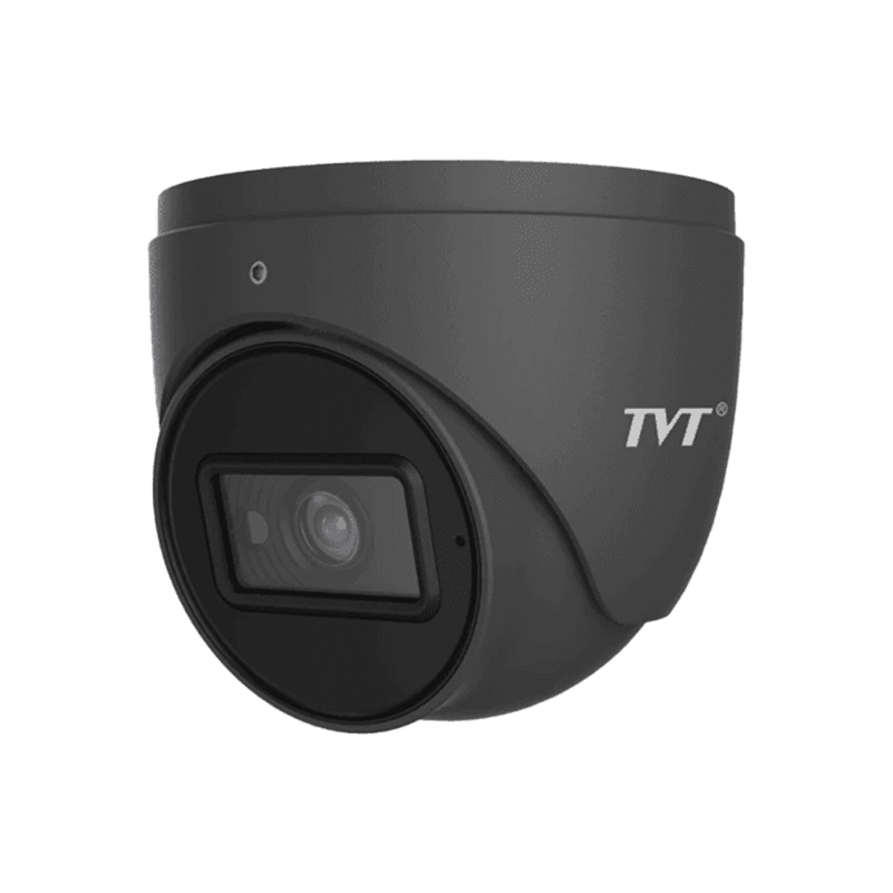 TVT-D2.8POE-B-AI-6MP - 6MP, S4, 2.8mm fixed lens, AI, dome POE camera. Compatible with TVT-NVR's (outdoor ready) Charcoal Colour.