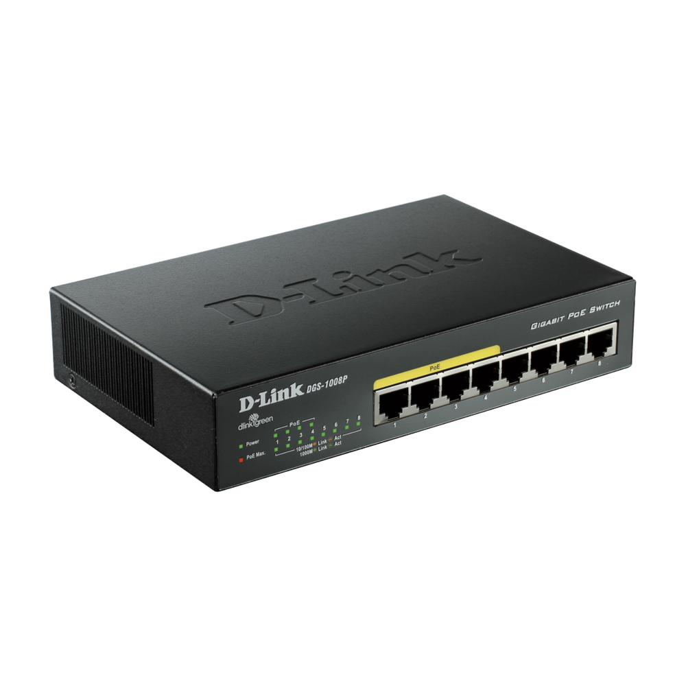 D-Link DGS-1008P 8-Port Gigabit PoE+ Unmanaged Switch (Metal Housing)