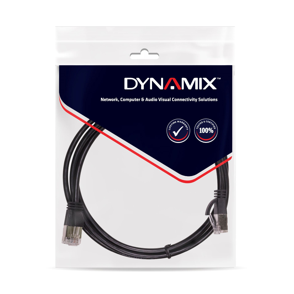 Dynamix PLK-C6A-4 - 4m Cat6 Black UTP Patch Lead (T568A Specification) 250MHz