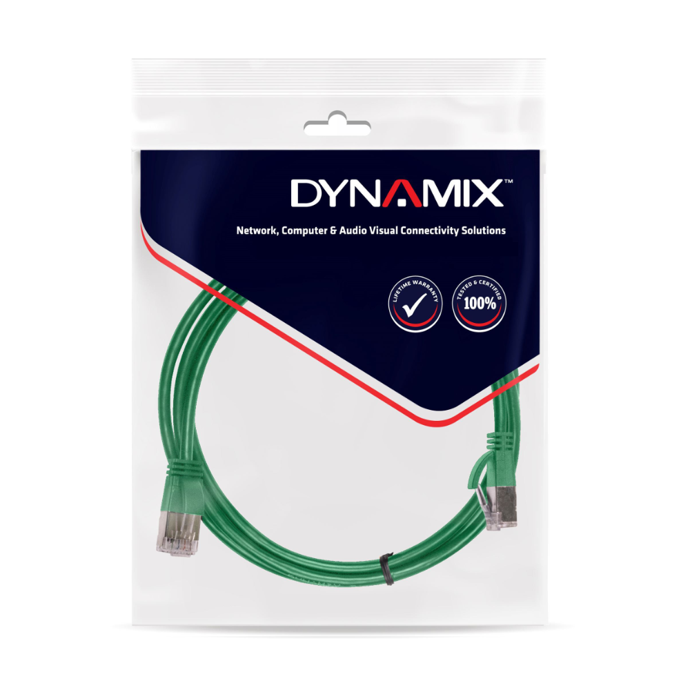 Dynamix PLG-C6A-2 - 2m Cat6 Green UTP Patch Lead (T568A Specification) 250MHz