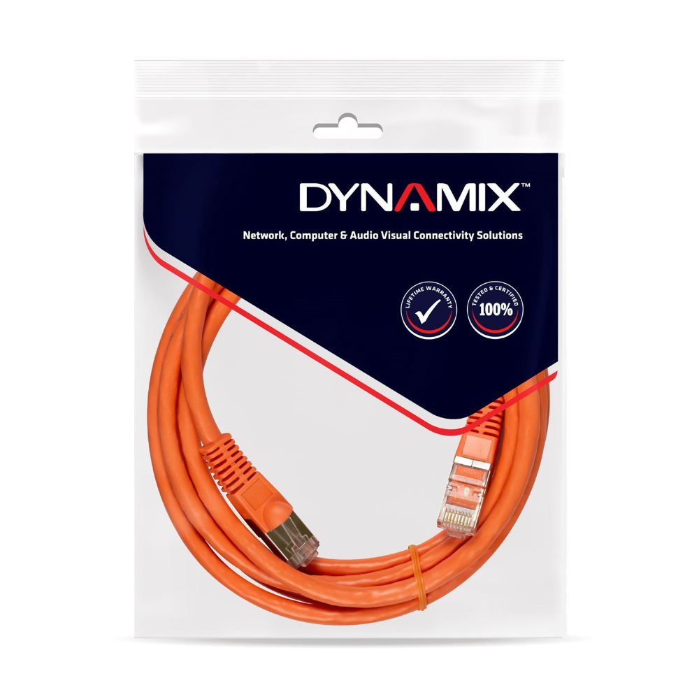 Dynamix PLO-C6A-10 - 10m Cat6 Orange UTP Patch Lead (T568A Specification) 250MHz