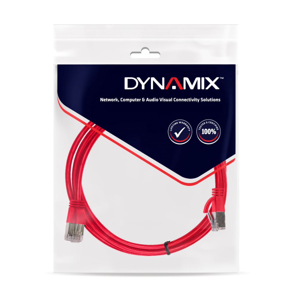 Dynamix PLR-C6A-1 - 1m Cat6 Red UTP Patch Lead (T568A Specification) 250MHz