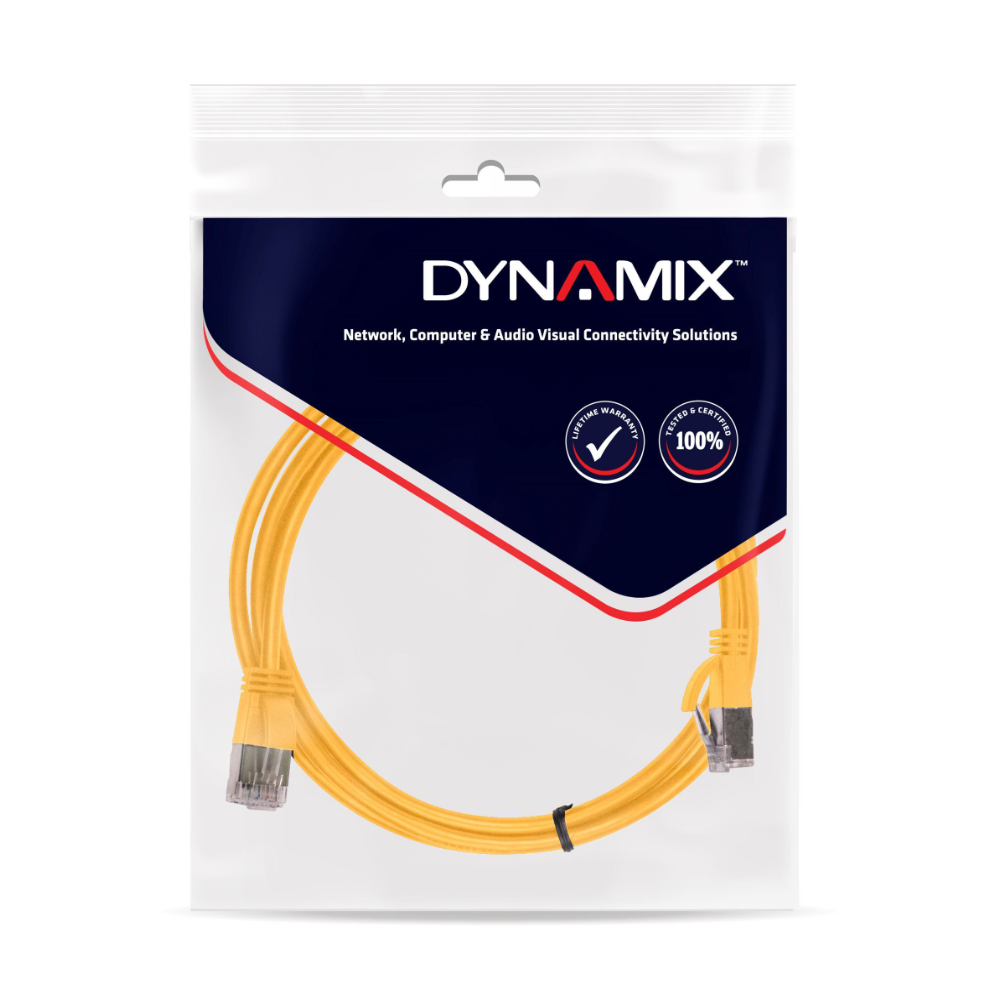 Dynamix PLY-C6A-3 - 3m Cat6 Yellow UTP Patch Lead (T568A Specification) 250MHz